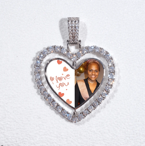 3D Spinning 2-Faced Heart Custom Picture Pendant