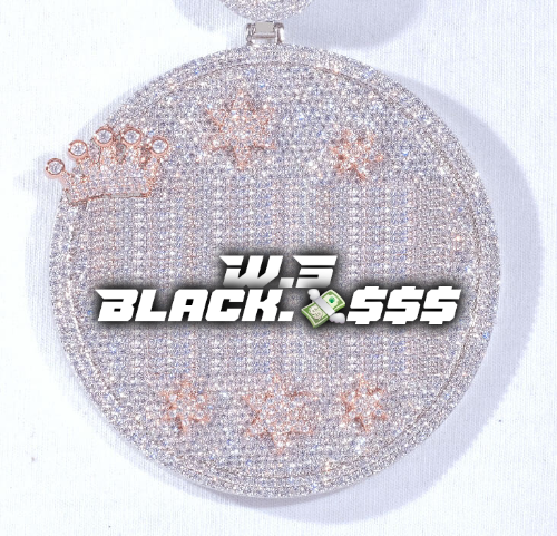 CUSTOM LETTER NECKLACE 3D BIG CROWN DISC