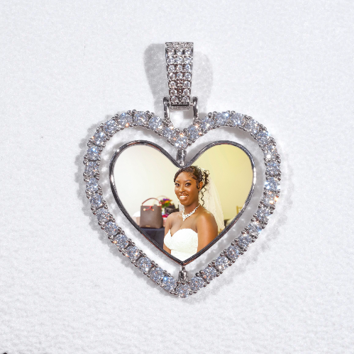 3D Spinning 2-Faced Heart Custom Picture Pendant