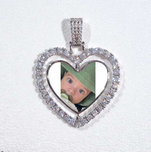 3D Spinning 2-Faced Heart Custom Picture Pendant