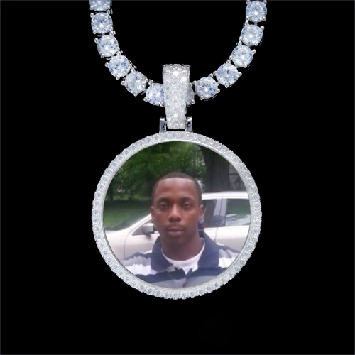 925S & VVS Moissanite 3D Circle Custom Picture Pendant