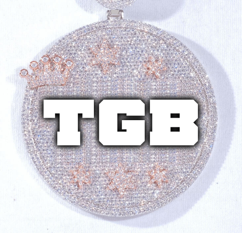 CUSTOM LETTER NECKLACE 3D BIG CROWN DISC
