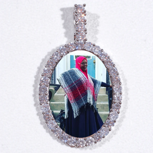 Large 3D Oval Custom Picture Pendant