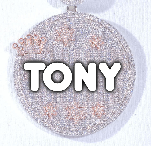 CUSTOM LETTER NECKLACE 3D BIG CROWN DISC