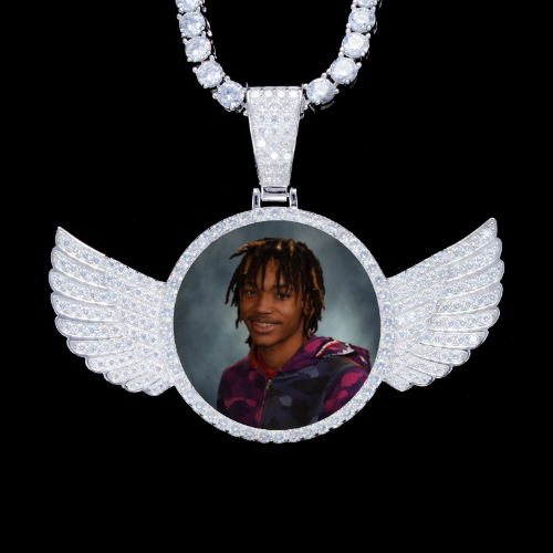 925S & VVS Moissanite 3D Wing Custom Picture Pendant
