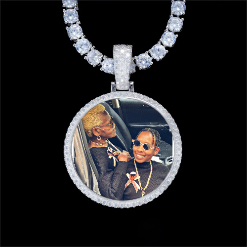 925S & VVS Moissanite 3D Circle Custom Picture Pendant