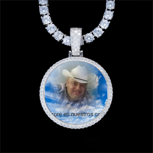 925S & VVS Moissanite 3D Circle Custom Picture Pendant