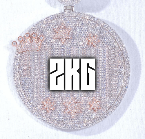 CUSTOM LETTER NECKLACE 3D BIG CROWN DISC