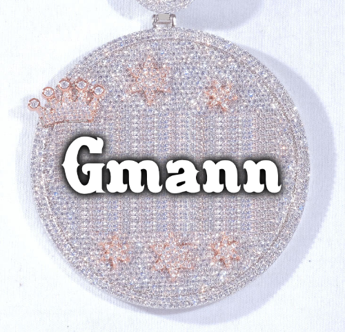 CUSTOM LETTER NECKLACE 3D BIG CROWN DISC