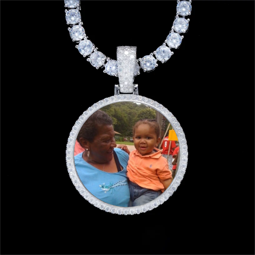 925S & VVS Moissanite 3D Circle Custom Picture Pendant
