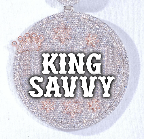 CUSTOM LETTER NECKLACE 3D BIG CROWN DISC