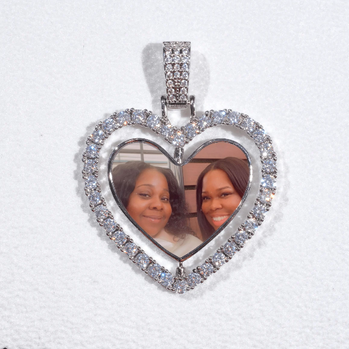 3D Spinning 2-Faced Heart Custom Picture Pendant
