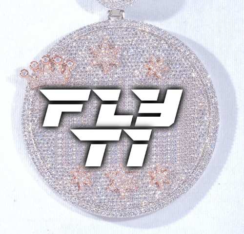 CUSTOM LETTER NECKLACE 3D BIG CROWN DISC