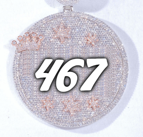 CUSTOM LETTER NECKLACE 3D BIG CROWN DISC