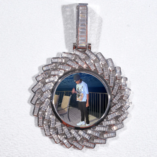 Large 3D Baguette Custom Picture Pendant
