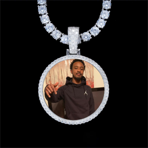 925S & VVS Moissanite 3D Circle Custom Picture Pendant