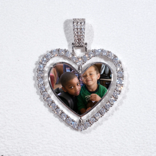 3D Spinning 2-Faced Heart Custom Picture Pendant