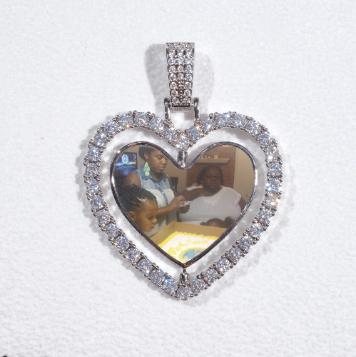 3D Spinning 2-Faced Heart Custom Picture Pendant