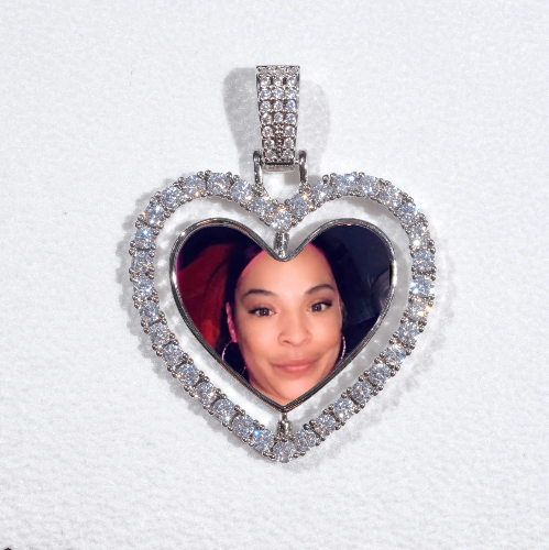 3D Spinning 2-Faced Heart Custom Picture Pendant