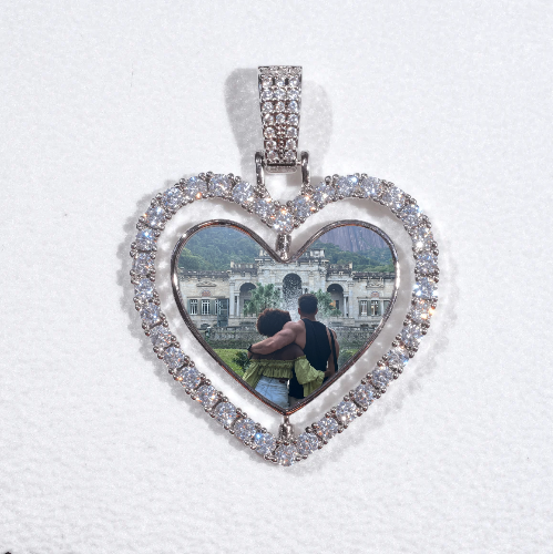 3D Spinning 2-Faced Heart Custom Picture Pendant