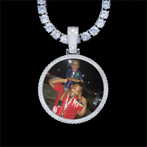 925S & VVS Moissanite 3D Circle Custom Picture Pendant