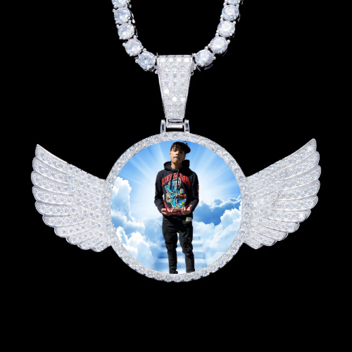 925S & VVS Moissanite 3D Wing Custom Picture Pendant