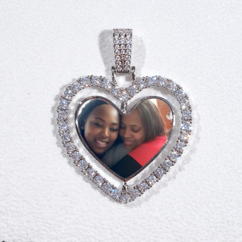 3D Spinning 2-Faced Heart Custom Picture Pendant
