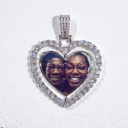 3D Spinning 2-Faced Heart Custom Picture Pendant