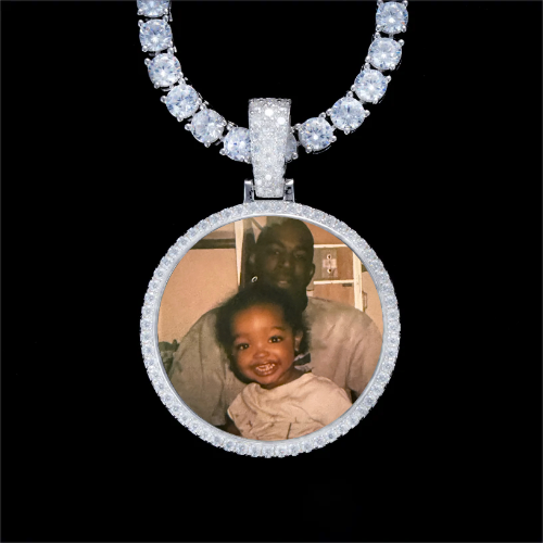 925S & VVS Moissanite 3D Circle Custom Picture Pendant