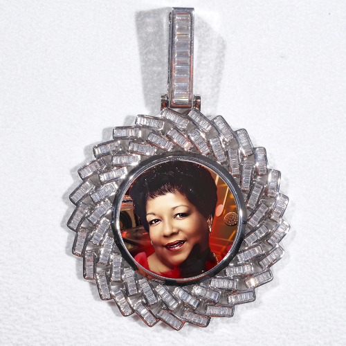 Large 3D Baguette Custom Picture Pendant