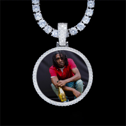 925S & VVS Moissanite 3D Circle Custom Picture Pendant