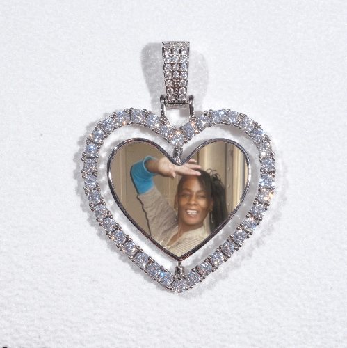 3D Spinning 2-Faced Heart Custom Picture Pendant