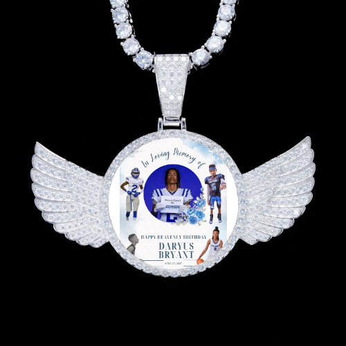 925S & VVS Moissanite 3D Wing Custom Picture Pendant