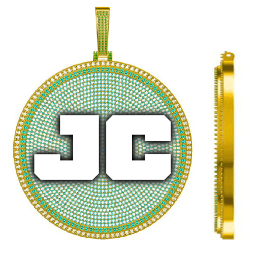 CUSTOM LETTER NECKLACE 3D BIG DISC