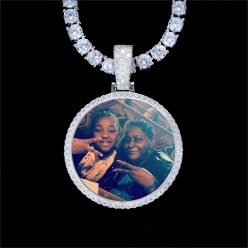 925S & VVS Moissanite 3D Circle Custom Picture Pendant