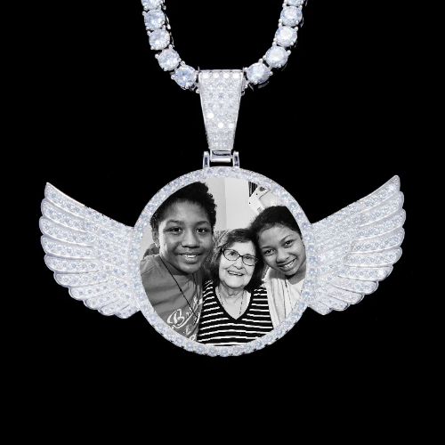 925S & VVS Moissanite 3D Wing Custom Picture Pendant