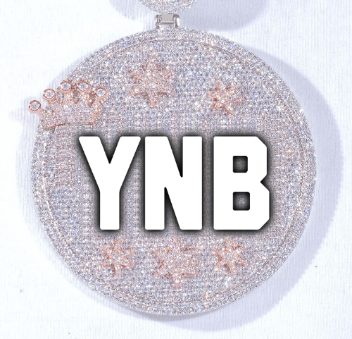 CUSTOM LETTER NECKLACE 3D BIG CROWN DISC