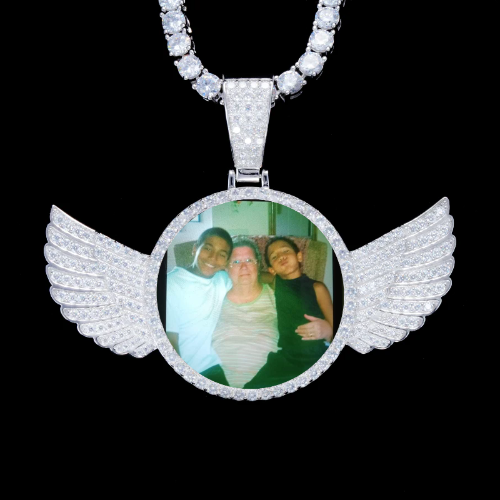 925S & VVS Moissanite 3D Wing Custom Picture Pendant