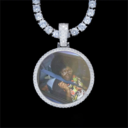 925S & VVS Moissanite 3D Circle Custom Picture Pendant