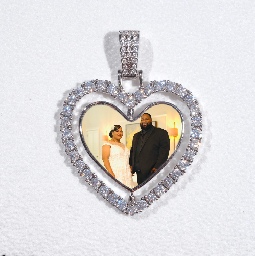 3D Spinning 2-Faced Heart Custom Picture Pendant