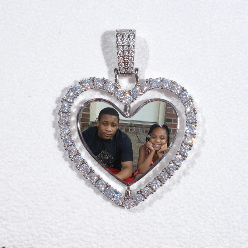 3D Spinning 2-Faced Heart Custom Picture Pendant