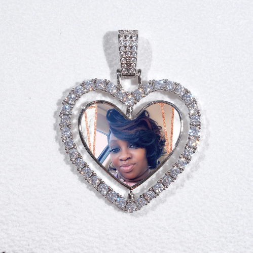 3D Spinning 2-Faced Heart Custom Picture Pendant