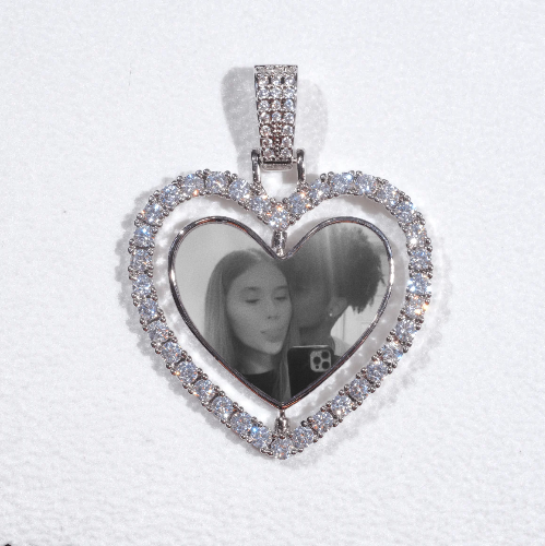 3D Spinning 2-Faced Heart Custom Picture Pendant