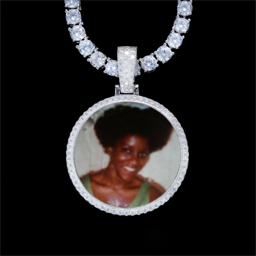 925S & VVS Moissanite 3D Circle Custom Picture Pendant