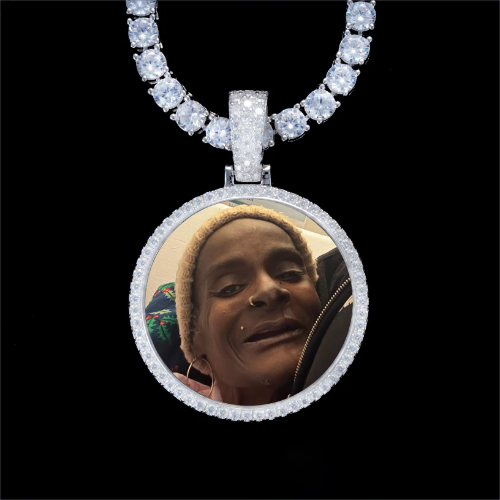 925S & VVS Moissanite 3D Circle Custom Picture Pendant