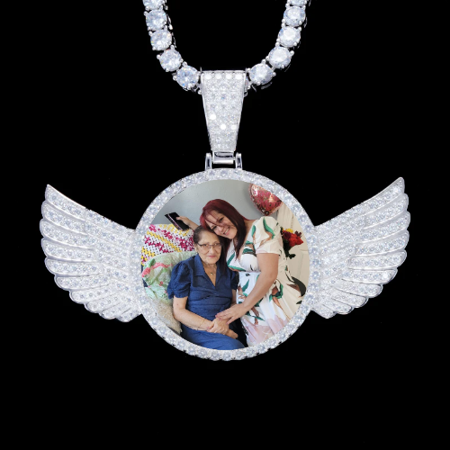 925S & VVS Moissanite 3D Wing Custom Picture Pendant