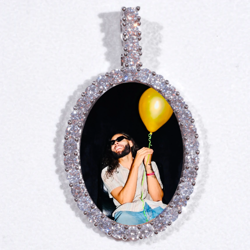 Large 3D Oval Custom Picture Pendant