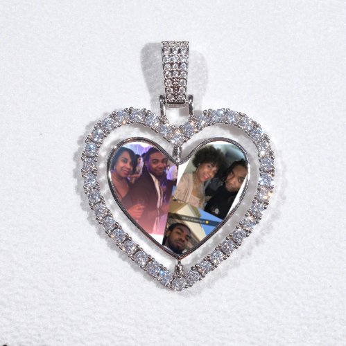 3D Spinning 2-Faced Heart Custom Picture Pendant
