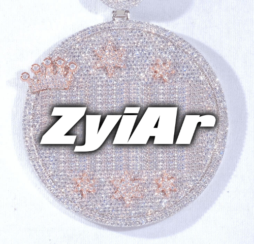 CUSTOM LETTER NECKLACE 3D BIG CROWN DISC