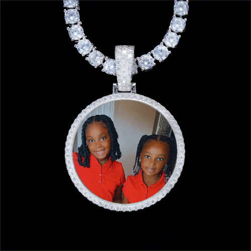 925S & VVS Moissanite 3D Circle Custom Picture Pendant